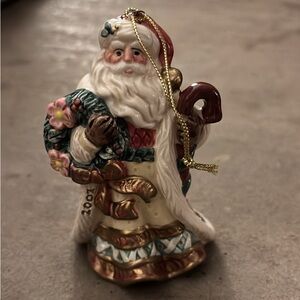 Vintage Fitz and Floyd Christmas Wreath Santa Ornament Original Box from 2001